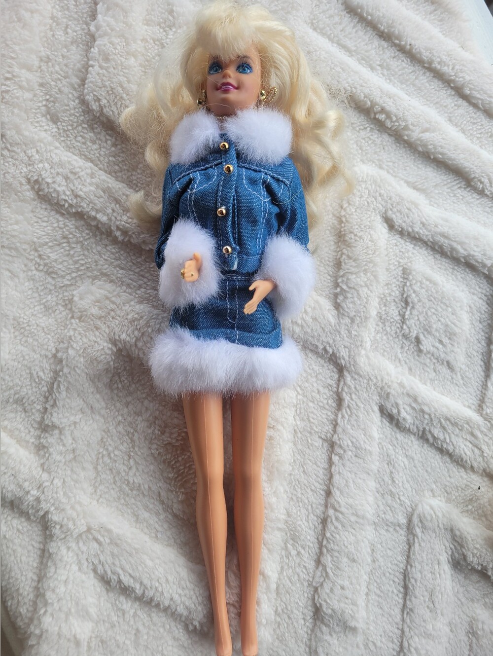 Mattel Vintage Barbie Fashion Avenue  Blue Denim Jacket Skirt